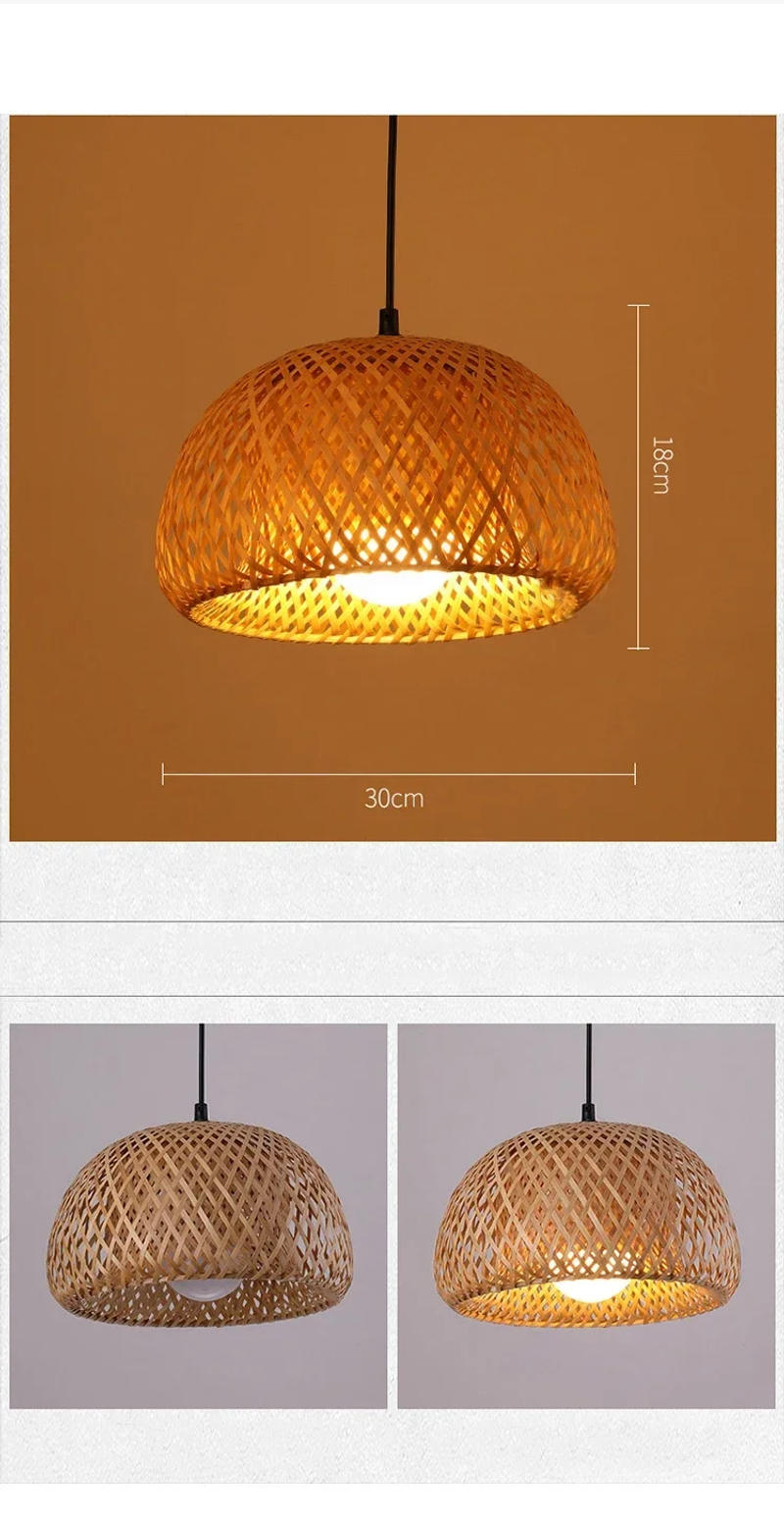 Description Picture 6 of itemNatural Rattan Wicker E27 Chandeliers Bamboo Lantern Pendant Lamp Hand-Woven Bamboo Lampshades Lighting Fixtures Hanging Light