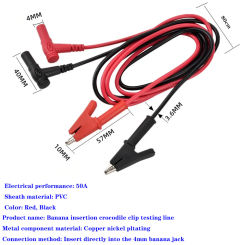 1 Pair 10A Alligator Clip to Banana Plug Test Cable Lead Connector Dual Probe 4mm Crocodile Clip For Multimeter Measure Tool