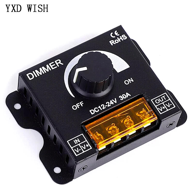 Description Picture 3 of itemAdjustable Brightness Driver DC Voltage Regulator 30A Power Supply Adjustable Speed Controller LED Dimmer Switch 12V/24V Dimmers