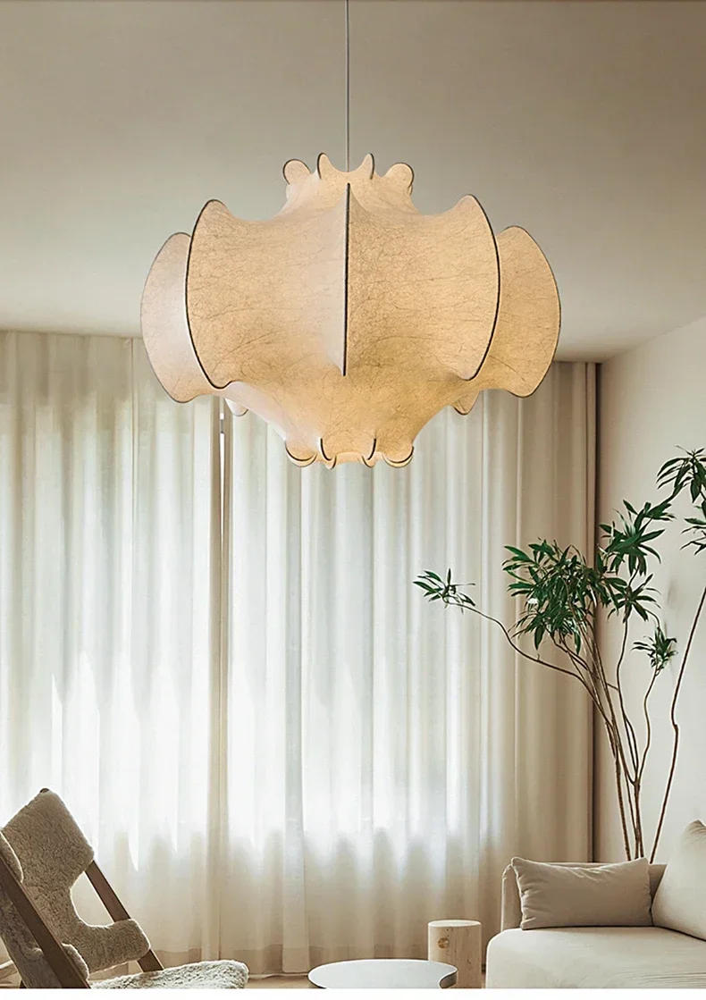 Description Picture 2 of itemCreative Silk Pendant Light Shop Bar Coffee Fabric Chandelier Living Room Bedroom Ceiling Light for Home and Decoration Lustre