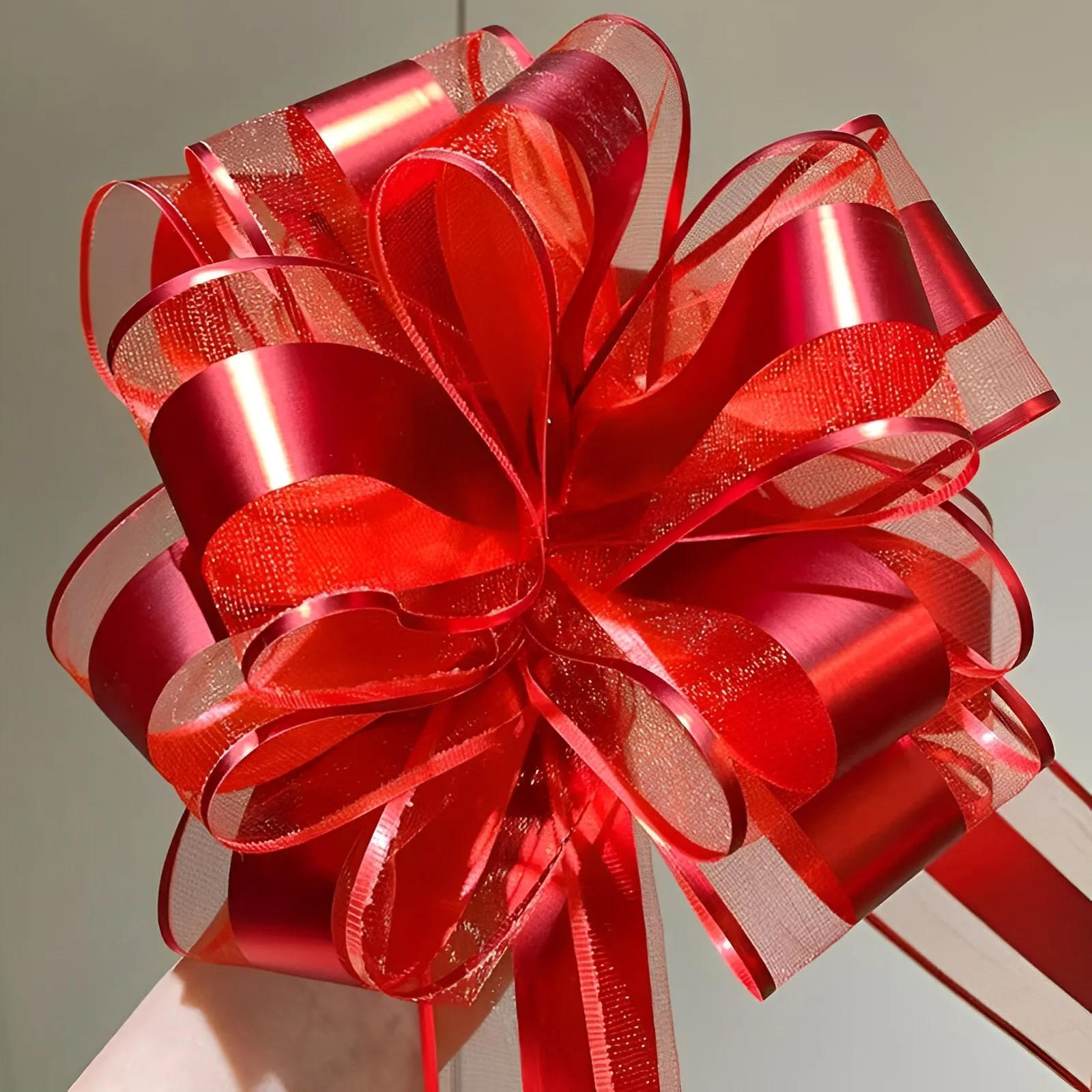 Description Picture 4 of item1/5Pcs Golden Pull Bow Tulle Ribbon Bows Wedding Party Cars Decoration Birthday Christmas Presents Gift Ribbons Wrap Packing