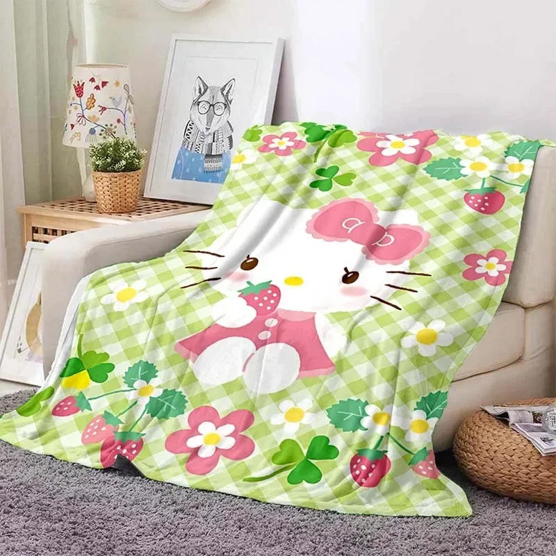 Description Picture 4 of itemSanrio Hello Kitty Custom Blanket Fluffy Throw Children Adults Warm Soft Quilt Sofa Plush Bedspread Throw Blanket for Sofa Bed