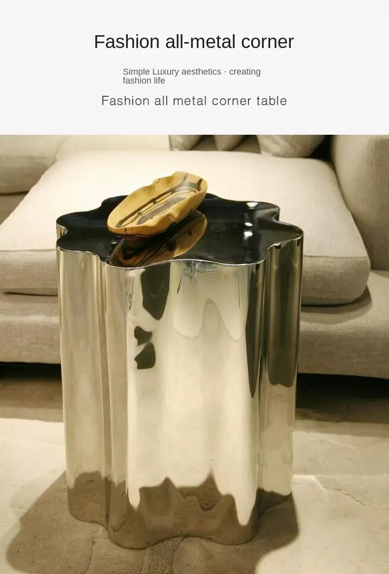 Description Picture 2 of itemLight Luxury Yunduojiao Italian Minimalist Modern Sofa Combination Living Room Special-shaped Coffee Table  Stainless Steel New