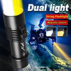 High Power LED Diving Flashlight Yellow/White Light IPX8 Waterproof Professional Diving Light By 26650 Battery with Hand Rope