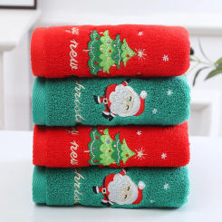 Bathroom Towel Set Coral Fleece Absorbent Microfiber Santa Embroidery Christmas Tree Face Towels Bath Towel Towel Xmas Gifts