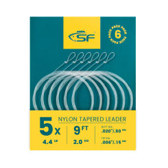 SF 6PCS Nylon Tapered Leader Fly Fishing Line with Pre-tied  Loop/ Welded Loop 7.5FT 9FT 12FT 0-7X