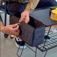 Outdoor Camping Equipment and Tools Storage Bag, Foldable Table Side Hanging Bag, with Built-in Pockets on the Sides