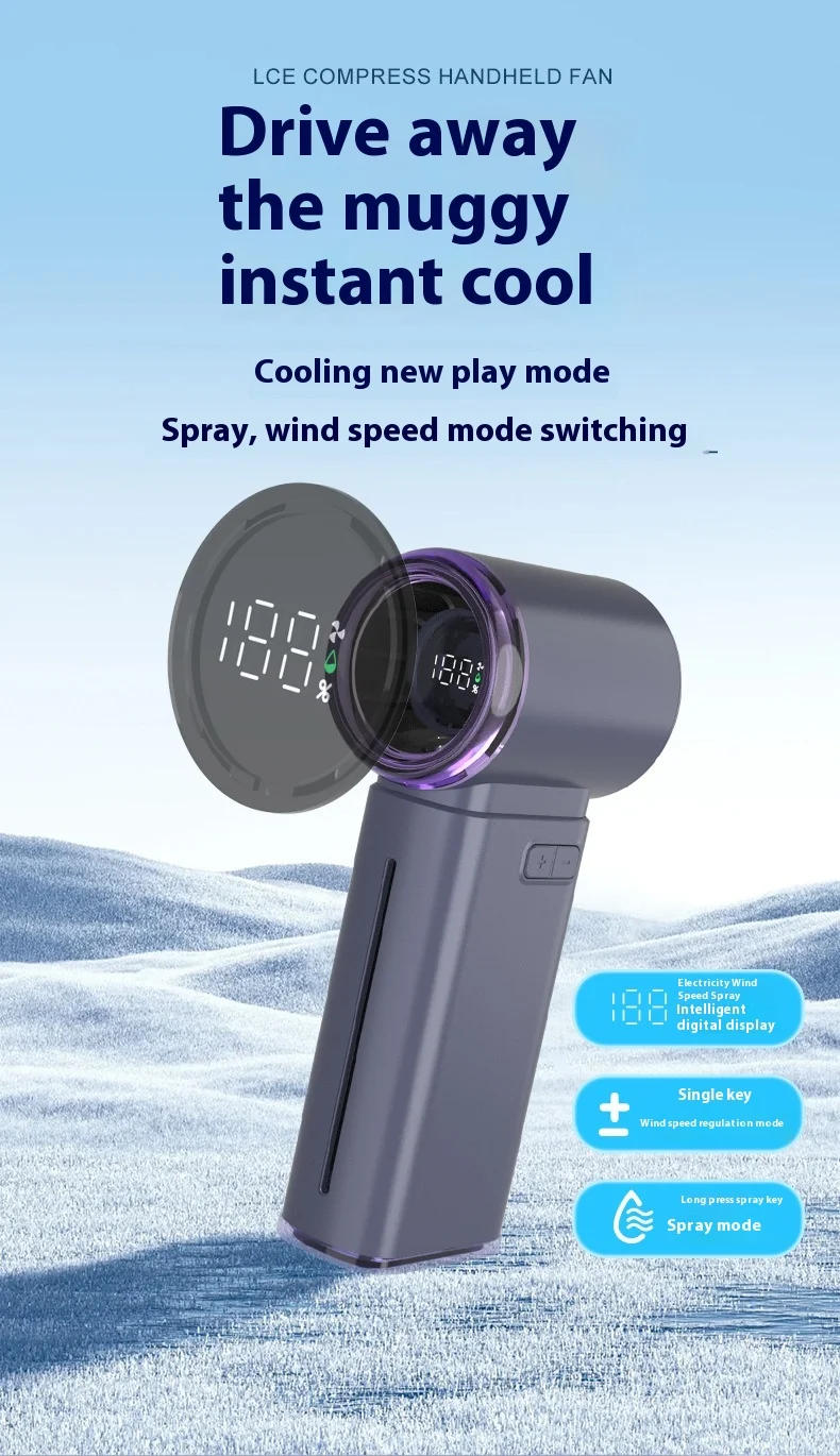 Description Picture 6 of itemHandheld Water Spray Fan 3500mAh, 199-Speed Portable Cooler with Mist Function - USB Rechargeable for Outdoor Office