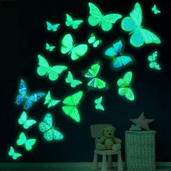 Luminous Butterfly Wall Stickers 3D Colorful Butterflies Glowing Wall Decals Wallpaper For Bedroom Living Room Home Decoration