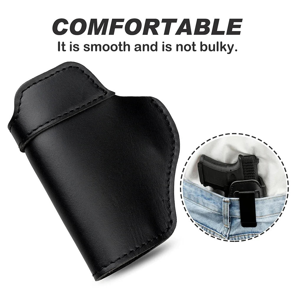 Description Picture 3 of itemLeft RIGHT Tactical Leather Holster for Concealed Carry Airsoft IWB Gun Holsters for Glock 17 19 43X/ Sig P365 9mm for Hunting