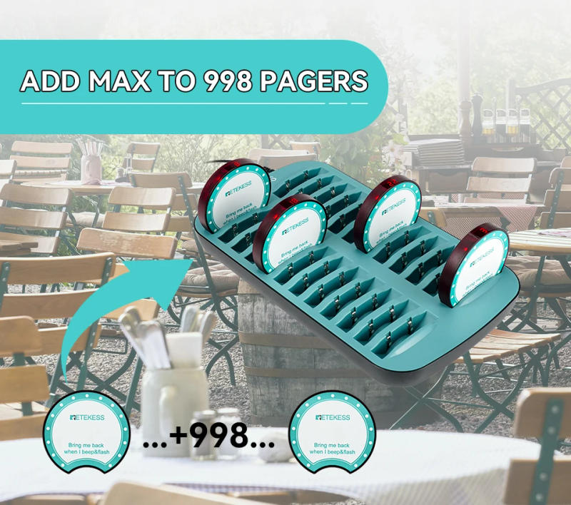 Description Picture 5 of itemRetekess Restaurant Pager Vibrator Coasters Buzzer Receivers Keyboard For TD168R Wireless Calling System For Food Truck Cafe Bar