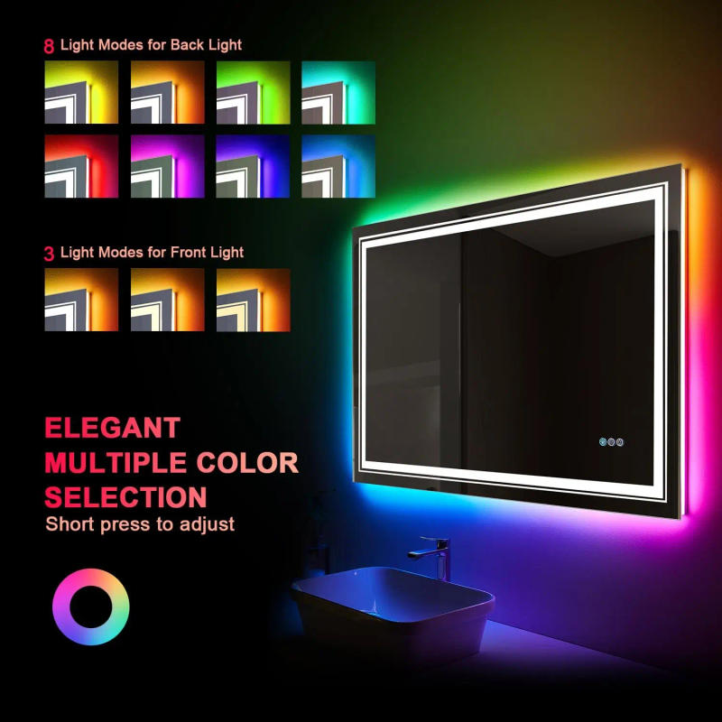 Description Picture 5 of itemLED Bathroom Mirror with Lights Anti Fog Mirror with RGB Backlit Mirror Bathroom, Dimmable Smart Lighted Bathroom Vanity