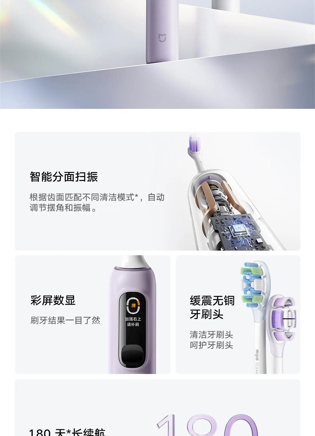 Description Picture 3 of itemIconic Brand Mijia Sonic sweep vibration Toothbrush LCD Smart Sonic Electric Toothbrush Rechargeable Automatic Oral Care Toothbrush