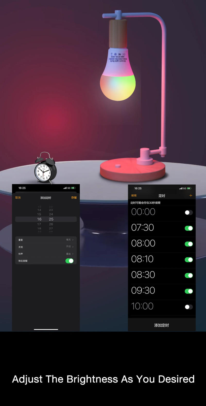 Description Picture 6 of itemCozy Life 85-265V E27 WIFI Smart Bulb RGB Colour Adjustment Timer Switch APP Control Living Room Bedroom Decorative Light