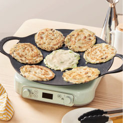 220V Electric Grill for Indoor and Outdoor BBQ Non-stick Griddle Plate Electric Hot Pot and Wok for Stir-fry and Soup-making