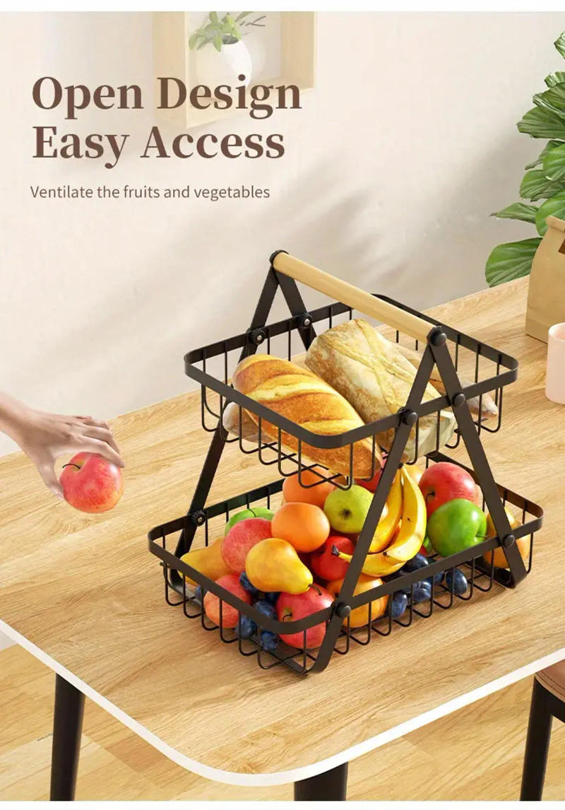 Description Picture 2 of item3 Tier Countertop Fruit Basket,Portable Fruit Bowle Basket Kitchen Organizer Storage & Dining Room Fruits Vegetable Bread Snacks