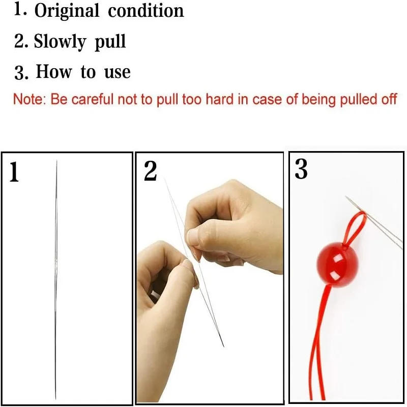 Description Picture 5 of item18 Pcs 6 Sizes Stainless Steel Bead Needle Sewing Big Eye Needles for Collapsible Embroidery Beading Needle with Needle Bottle