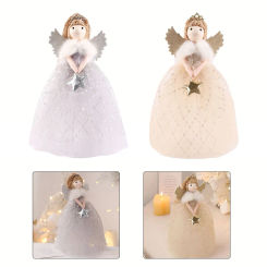 Christmas Angel Little Girl Doll Ornament Angel Decoration Tree Top Star Christmas Tree Topper Angel Doll Xmas For Winter
