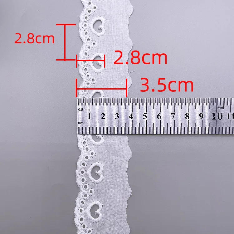 Description Picture 2 of item1Meter Hollow Love Heart Floral Embroidery White Cotton Lace Ribbon DIY Apparel Sewing & Fabric