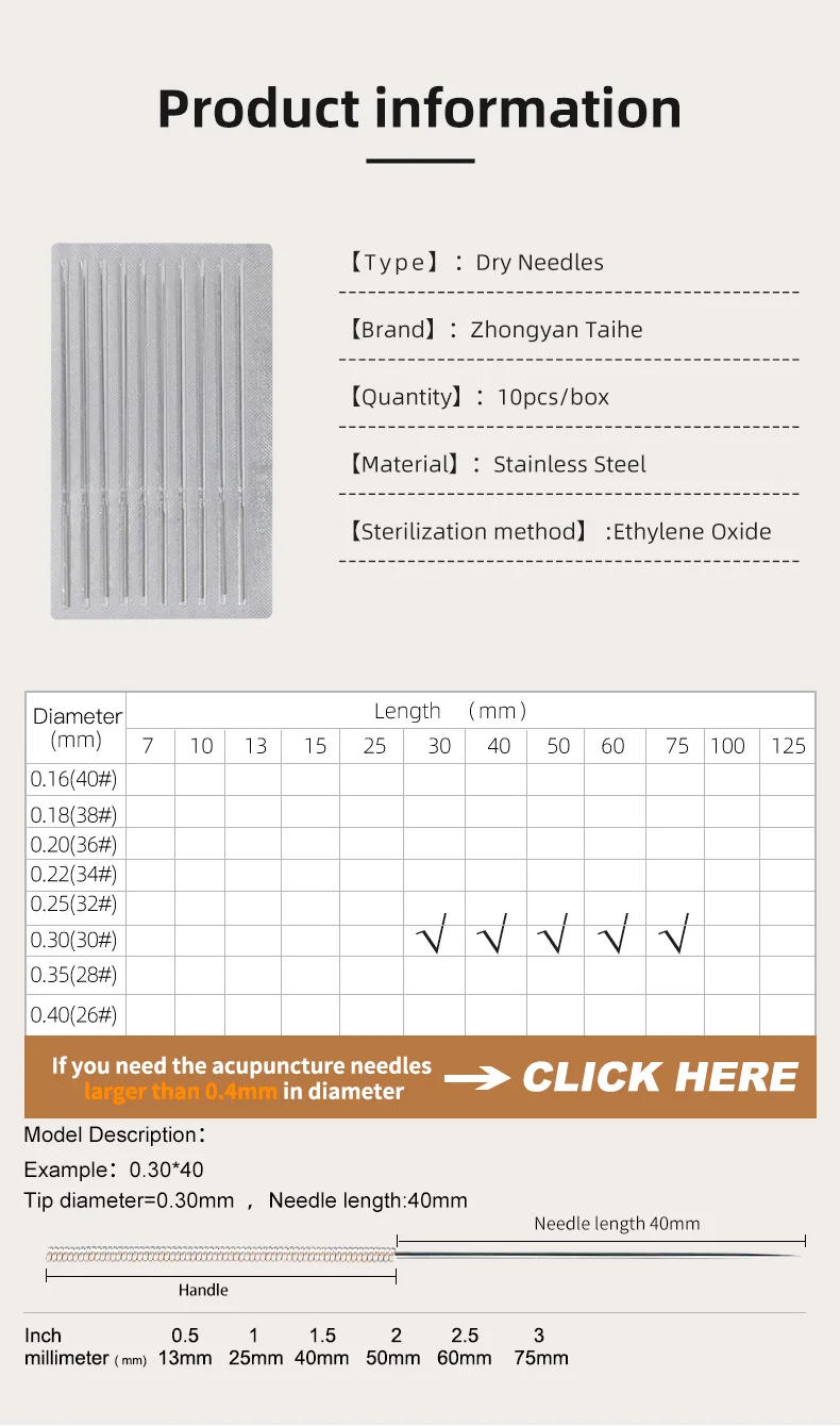 Description Picture 3 of itemZHONGYAN TAIHE Acupuncture Needles Flat Handle Aluminum Foil Needle 10PCS /lot Relief The Pain Suitable Suitable for Moxibustion