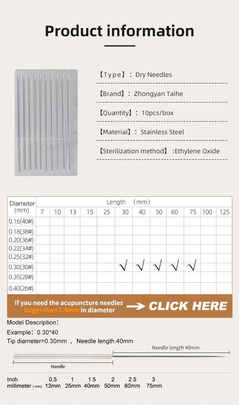 Description Picture 3 of itemZHONGYAN TAIHE Acupuncture Needles Flat Handle Aluminum Foil Needle 10PCS /lot Relief The Pain Suitable Suitable for Moxibustion