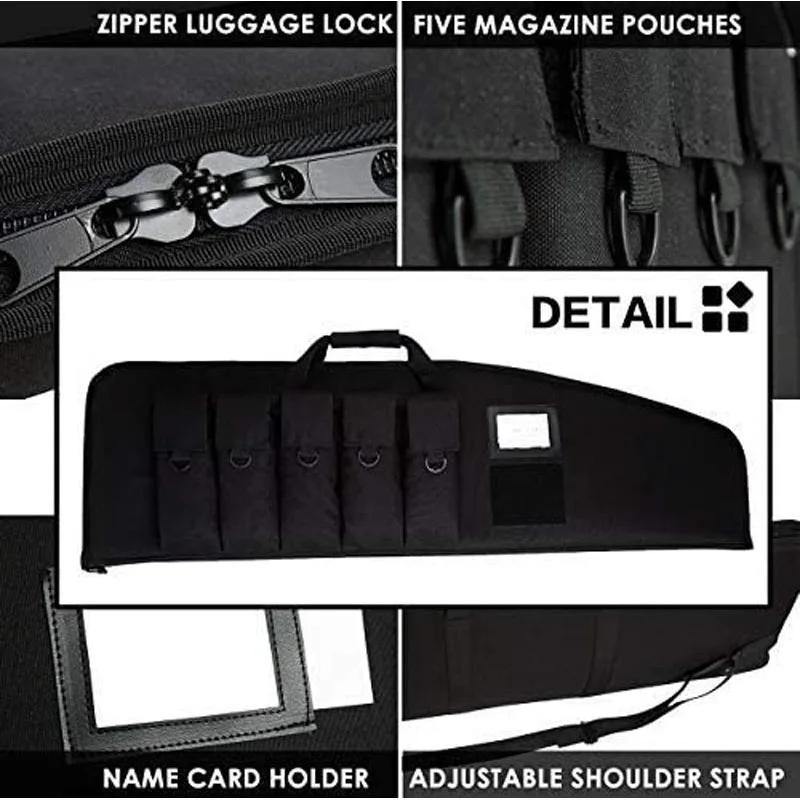 Description Picture 4 of item38 42inch Rifle Case Tactical Gun Case for AR15 with 5 Pouches Heavy Duty Rifle Bag for Hunting Shooting Range Storage Transport