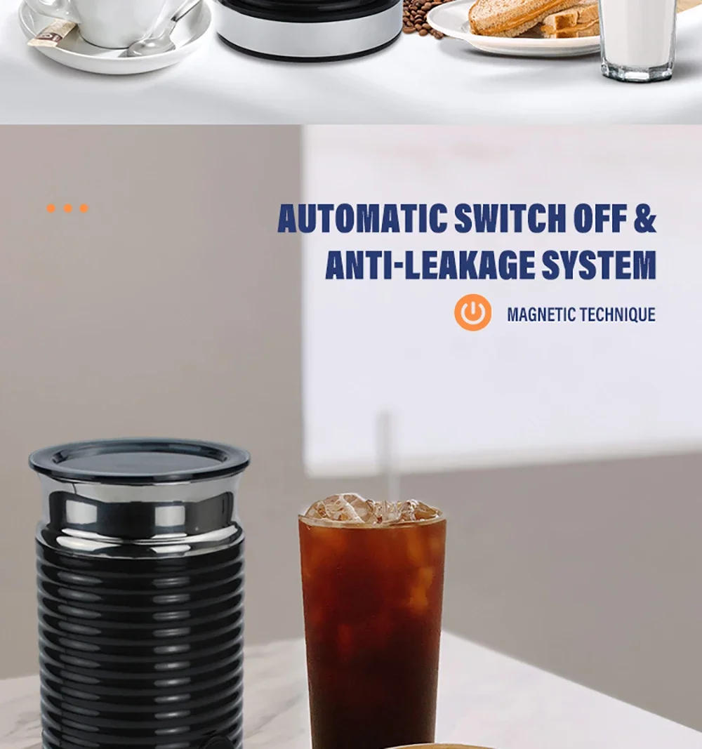 Description Picture 4 of item110V 220V Milk Frother Frothing Automatic Milk Warmer Foamer Cold/Hot Latte Cappuccino Chocolate Portable Household Foam Maker