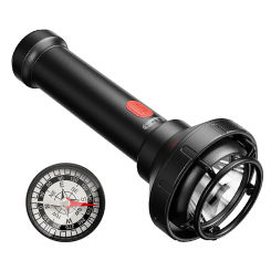 Powerful LED Flashlight with Compass Super Bright Flashlight USB Charging Portable Torch Light Power Display for Power Outages