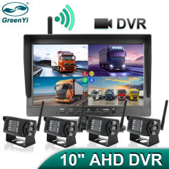 Digital Wireless 10.1 Inch 4 Channels DVR Recorder Monitor IR Wifi Camera For Truck Bus Car RV Trailer, BSD Blind Zone Optional