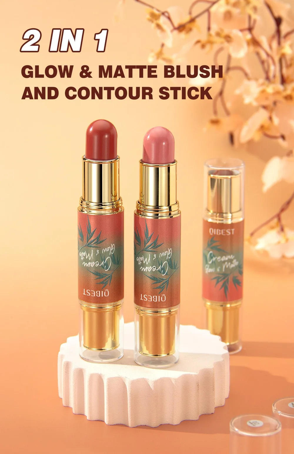 Description Picture 4 of itemFace Makeup Multiuse Stick Cheeks Contours Eyes Lips Doube Head Bronzer Blush Stick Smooth Mousse Cream Matte Lipstick Eyeshadow