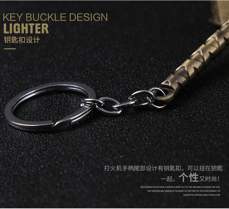Description Picture 6 of itemFunny Creative Windproof USB Electric Rechargeable Lighter Thor Hammer Zinc Alloy Flameless Keychain Lighter Men's Smoking Gift