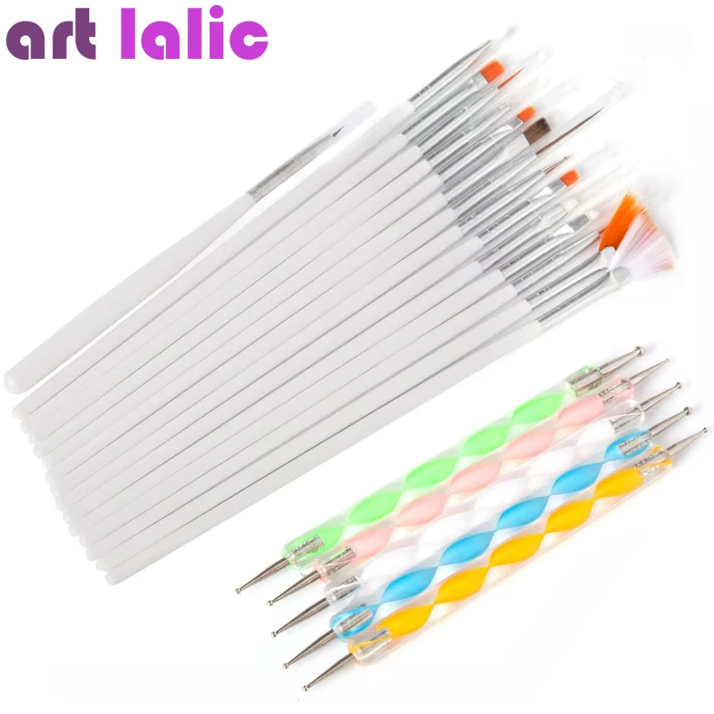 Description Picture 2 of item20Pcs Nail Art Brushes Design Set Dotting Painting Drawing Polish Brush Pen Tools Kit for Professional & Home Use