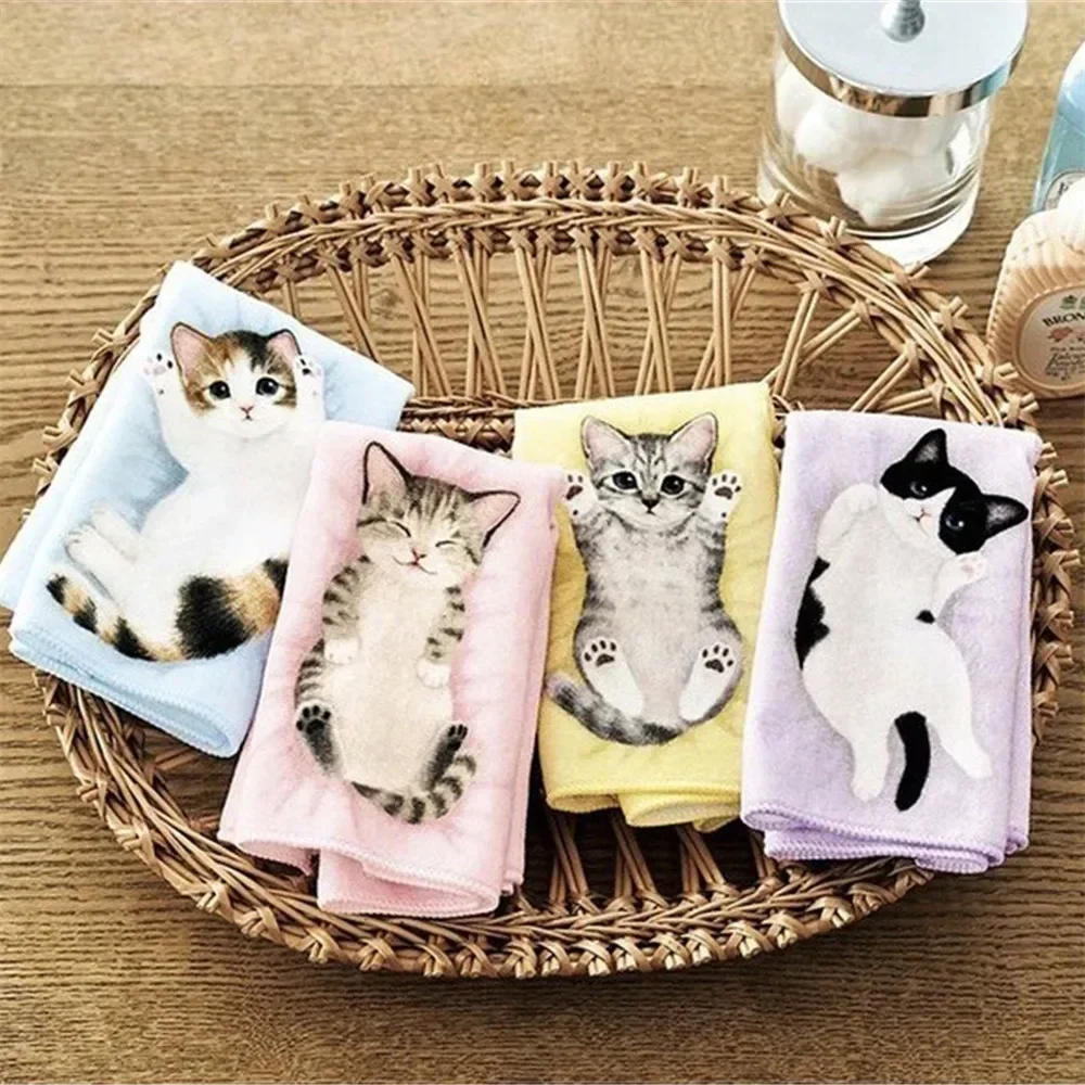 Description Picture 2 of itemJapanese Small Milk Cat Handkerchief Sweat Catty Pocket Handkerchief Square Towel Small Hand Cat Pattern Portable Towels 2024