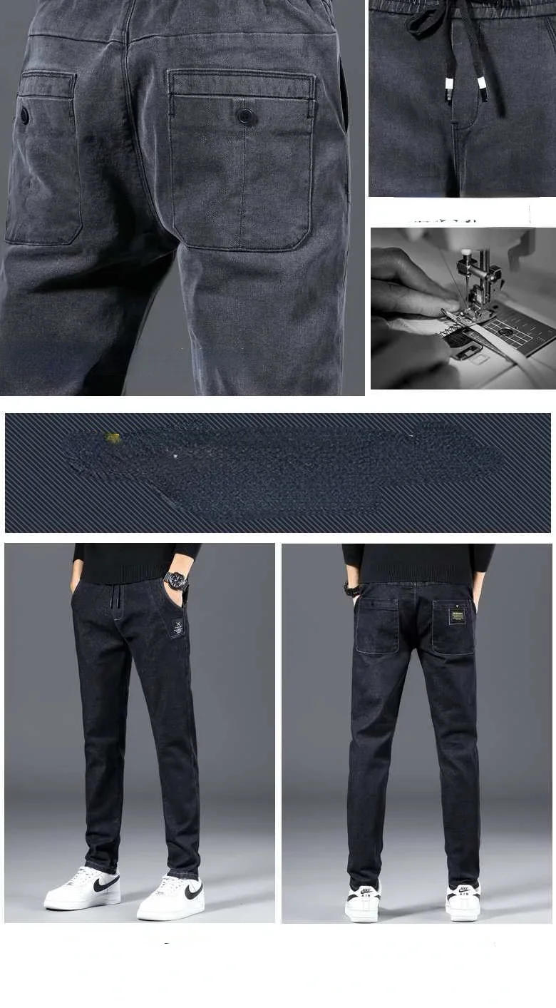 Description Picture 4 of item2022 Pants Men Loose Joggers Denim Casual Sweatpants Korea Ankle Length Trousers Streetwear Male Clothes New Hip Hop Harem Jeans