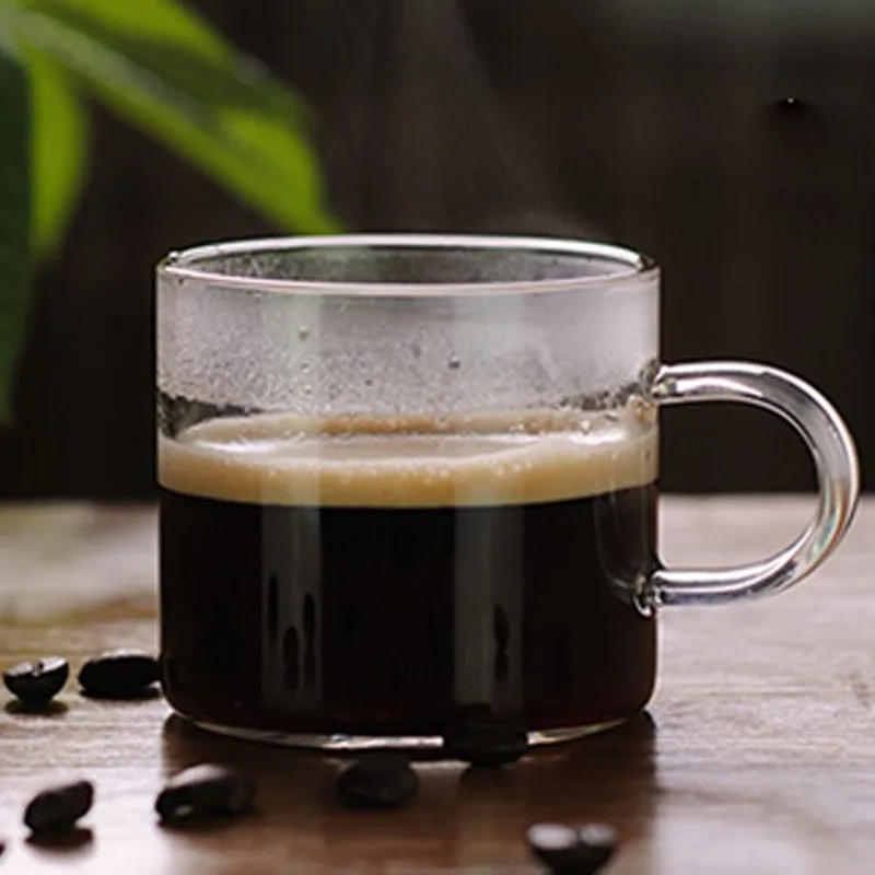 Description Picture 6 of itemCoffee Cups Set of 6 High Borosilicate Glass 100ml/120ml Transparent Glasses with Handle High-temperature Resistant Teaware Mugs