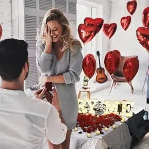 Description Picture 6 of item2045PCS Marry Me Letters Proposal Decorations Will You Marry Me LED Sign Rose Petals LED Candles for Proposal Engagement Wedding