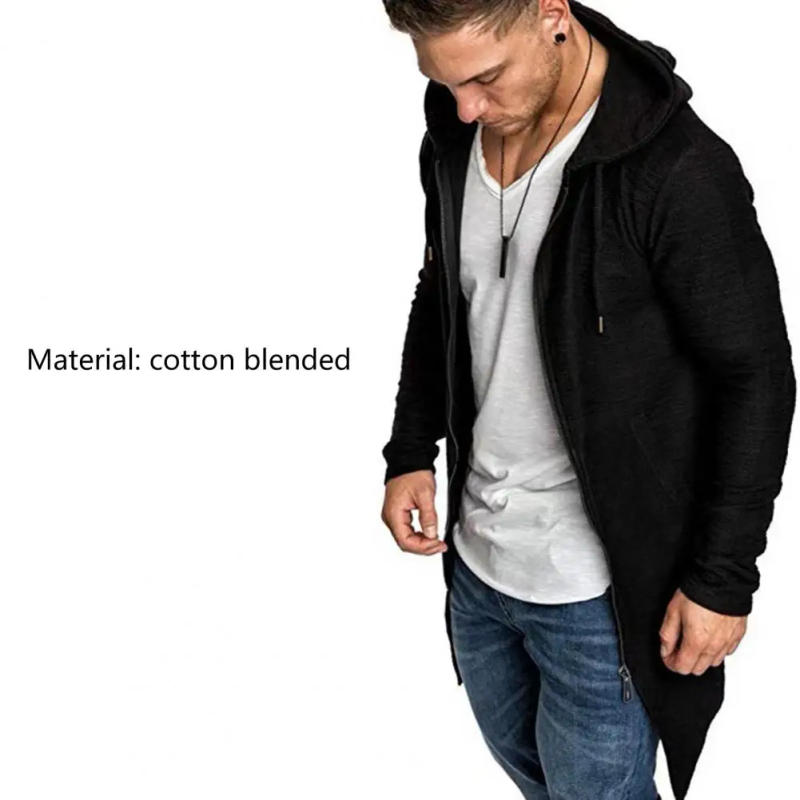 Description Picture 5 of itemSimple Hoodie Drawstring Outwear Slim Pure Color Jacket  Autumn Winter Men Coat for Vacation