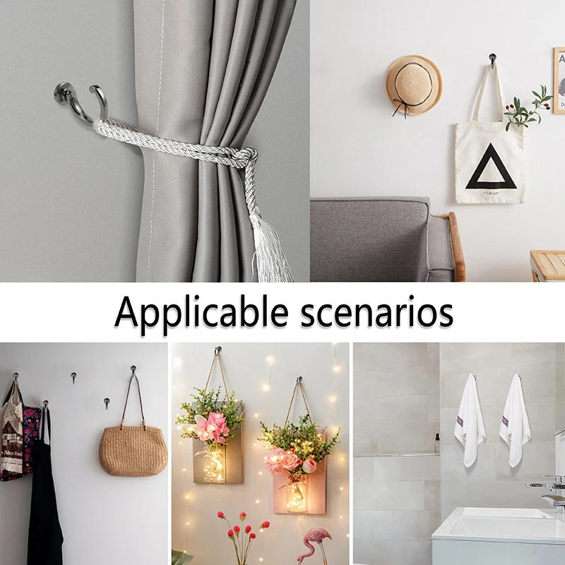 Description Picture 6 of item4pcs Curtain Holdback Curtain Hooks Zinc Alloy Picture Hangers Wall Mounted Drapery Tassel Holders Curtain Tiebacks Fasteners
