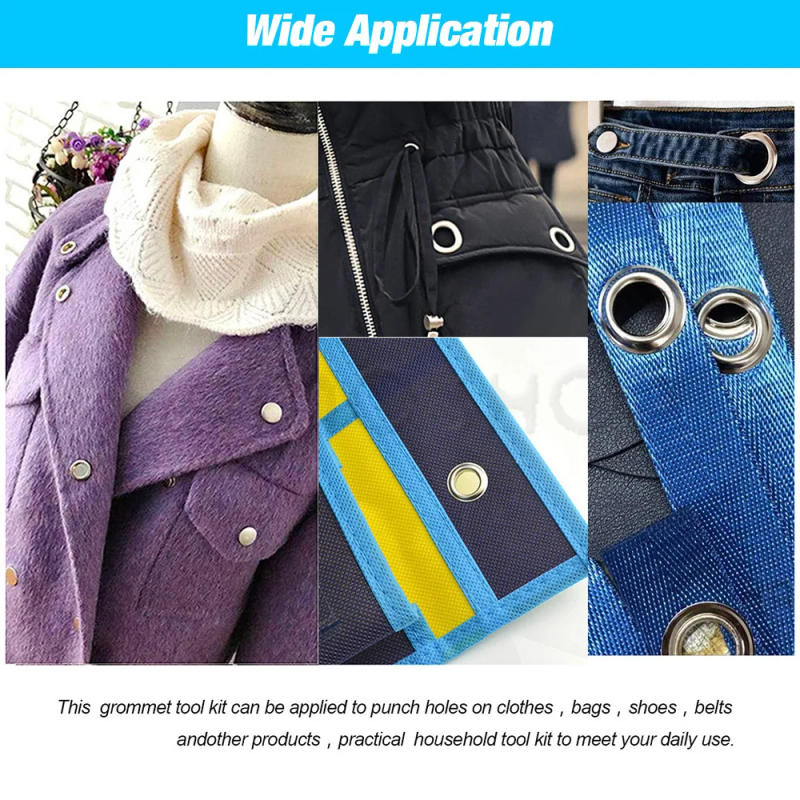 Description Picture 6 of item100 Sets 4mm Eyelet Metal Grommet Rings With Washer Punch Tool Kits For Leathercraft Shoes Bag Clothing Belt Hat Accessories