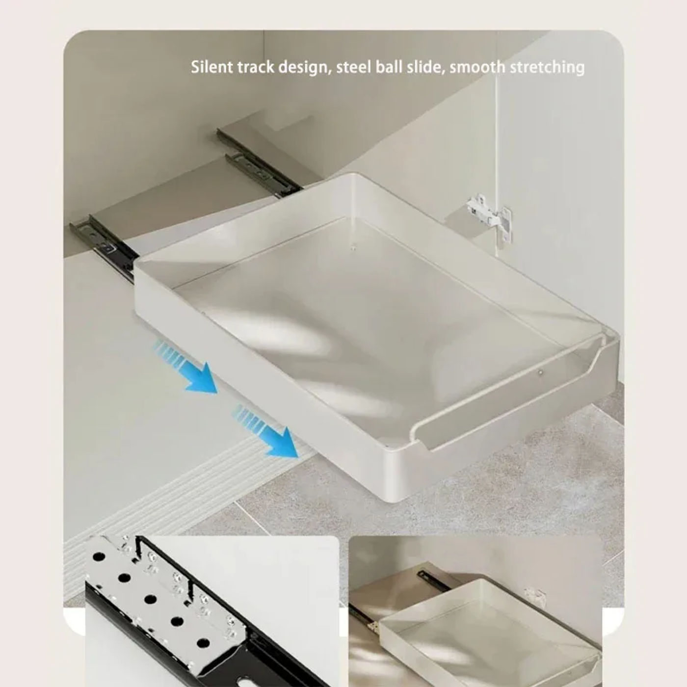 Description Picture 5 of item2024 Kitchen Storage Rack with Slide Rails Pull-out Kitchen Drawer Type Storage Tray Spice Box Storage Rack Cabinets Organizer