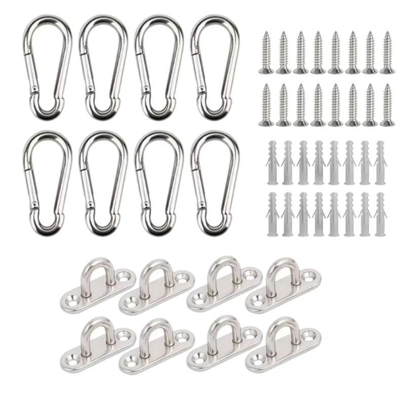 Description Picture 4 of itemMarine Grade Stainless metal eye Plate Hook set Secure Yoga Fixation Plate Long Buckles for Yoga & Hammock Installation