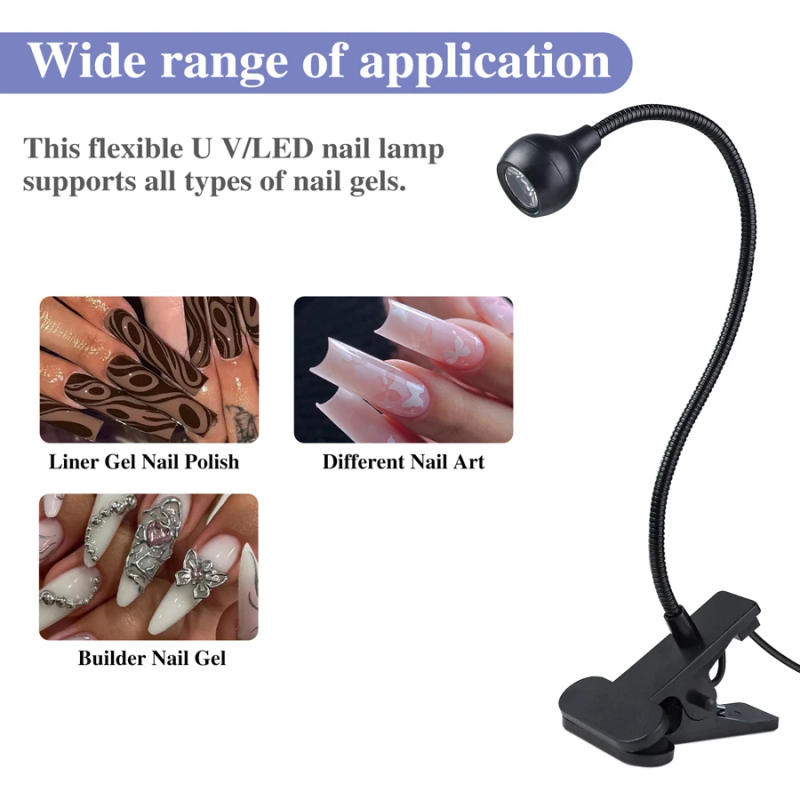 Description Picture 6 of item5W UV Gel Nail Curing Lamp, LED UV Light with Clip and Flexible Tube, Nail Dryer for Gel Polish