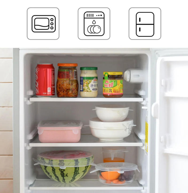 Description Picture 6 of item6PCS Silicone Fresh-keeping Cover Stretch Lids Reusable Durable Canning Lids Refrigerator Microwave Bowl lid Kitchen Accessories