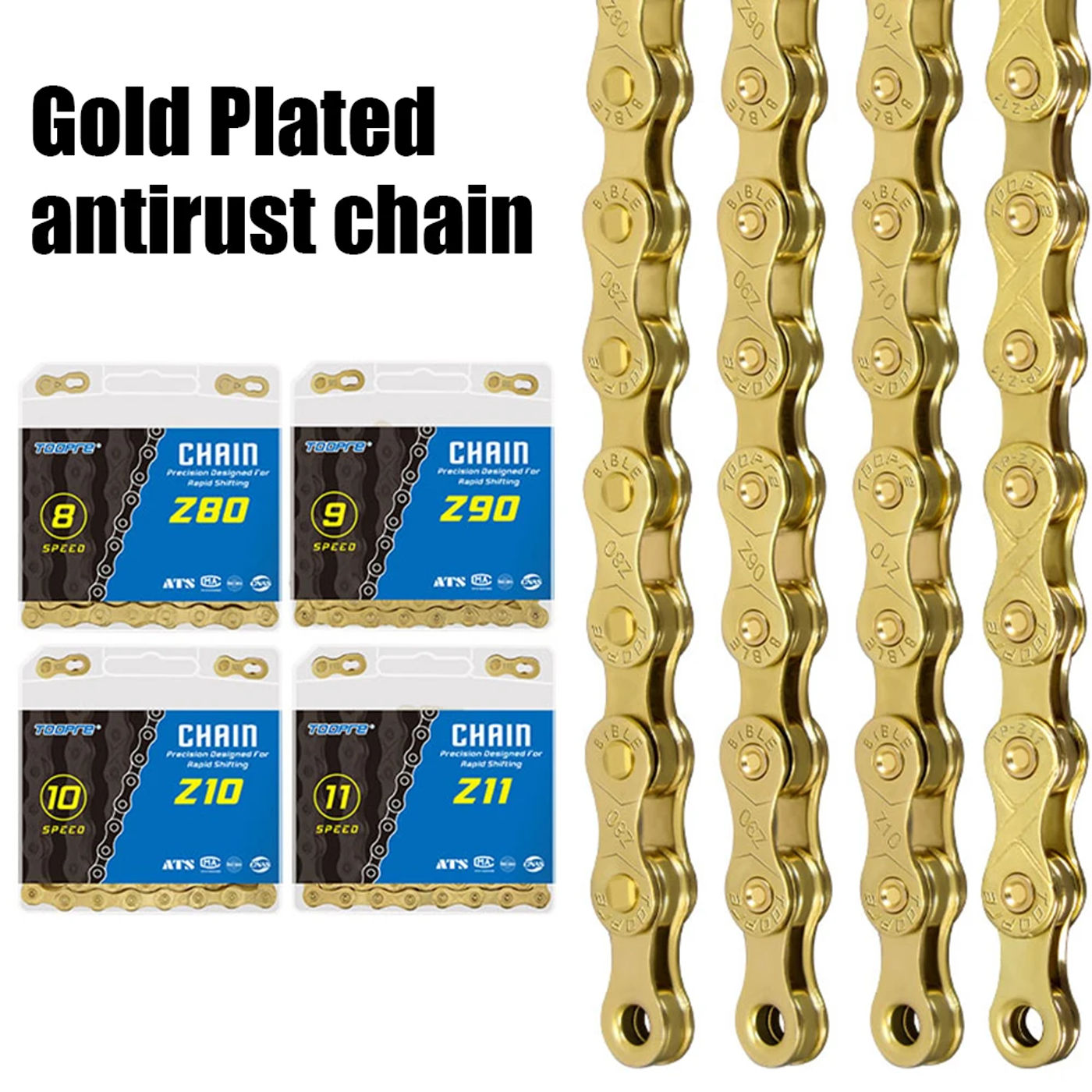 Description Picture 6 of item8/9/10/11 Speed Bicycle Chain Fully Electroplated Gold Rust Corrosion Resistant Wear-resistant Durable Suitable for Most Bikes