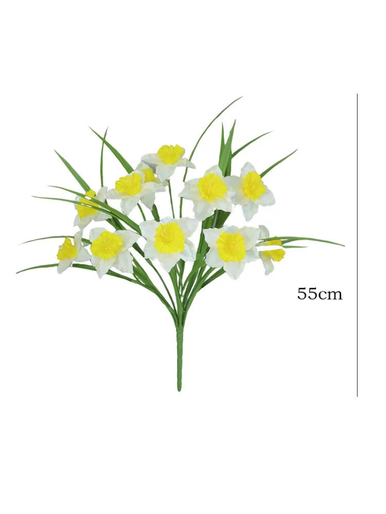 Description Picture 4 of itemArtificial Flowers Silk Daffodil Bouquet Fake Flower Wedding Decorative White Simulation Narcissus Plant Floral Hall Decoration
