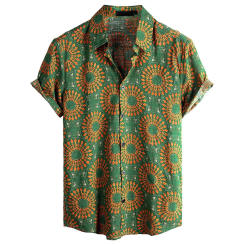 Boho Geometric Pattern 3d Printed Men Shirt Man/Women Casual Fashion Short Sleeves Shirts Button Tops Oversized Unisex Clothing