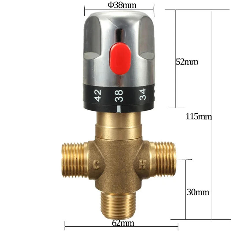 Description Picture 5 of item1PC Brass Pipe Thermostat Faucet Bathroom Thermostatic Mixing Valve Water Temperature Control Faucet Cartridges
