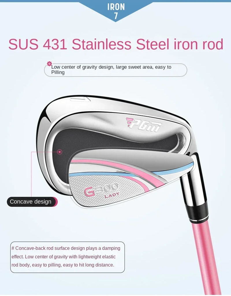 Description Picture 2 of itemPGM Women Golf Clubs G300 7# Irons Club Right Hand Carbon Stainless Steel Trainer TIG035