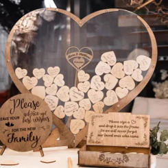 Unique Wedding Guest Book Wooden Heart Shape Guestbook Alternative Wedding Decor Guest Signature Drop Box Party Table Decoration