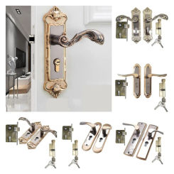Vintage Bedroom Interior Door Lock European Style Easy Install Interior Door Knobs Universal with 3pcs Keys Door Handle Lock Set
